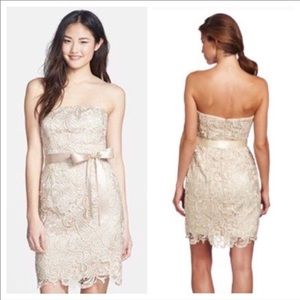 Adrianna Papell Boutique Strapless Champagne Dress - image 1